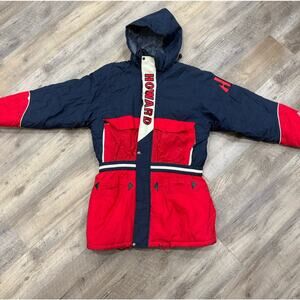 Vintage Howard University Bison Puffer Jacket Mens Large Blue Red 90s Varsity